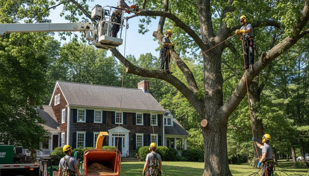 Professional tree service crew in Worcester, MA providing safe tree removal and trimming services