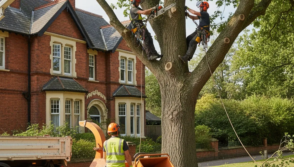 Tree service crew in Worcester, MA removing a tree for safe, professional property care