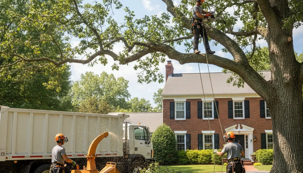 Tree service crew in Worcester, MA providing safe tree removal and trimming for local properties